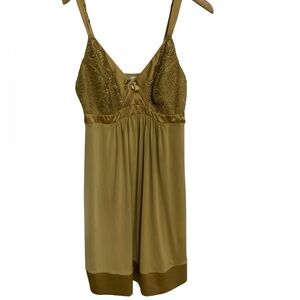 Soma Gold Lace Detail Chemise Satin Babydoll Large